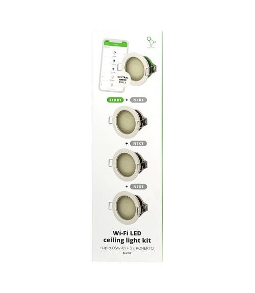 [ZMZSO-01/4000] KIT CONTROLO DE ILUMINAÇÃO WI-FI: 1 OSW-01  + 3 DOWNLIGHTS - 4000K
