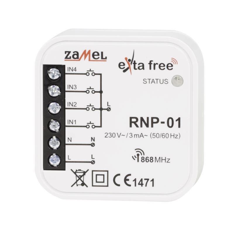 [ZMRNP01] TRANSMISSOR 4 CANAIS 230Vac  EXTA FREE PARA CAIXA APARELHAGEM