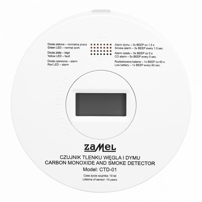 [ZMCTD01] DETECTOR MONÓXIDO DE CARBONO E DE FUMO A PILHAS