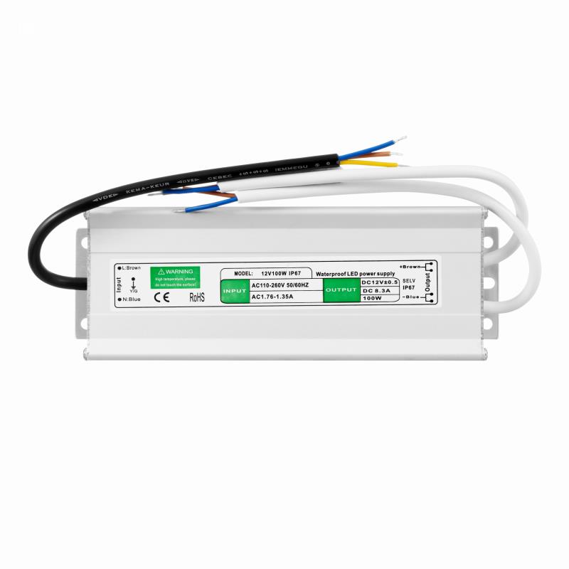 FONTE ALIMENTAÇÃO LED HERMÉTICA SLIM 12Vdc 100W IP67