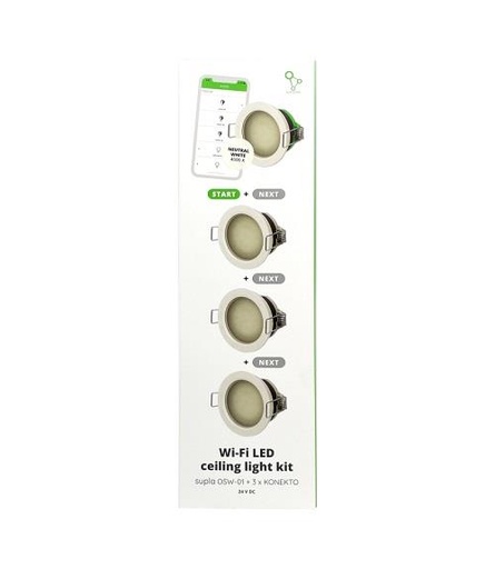 [ZMZSO-01/4000] KIT CONTROLO DE ILUMINAÇÃO WI-FI: 1 OSW-01  + 3 DOWNLIGHTS - 4000K