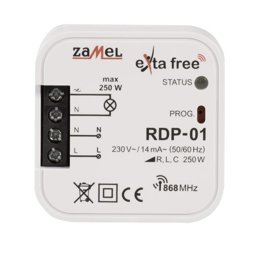 [ZMRDP01] RECEPTOR 1 CANAL REGULÁVEL - DIMMER  EXTA FREE PARA CAJA DEL EQUIPO