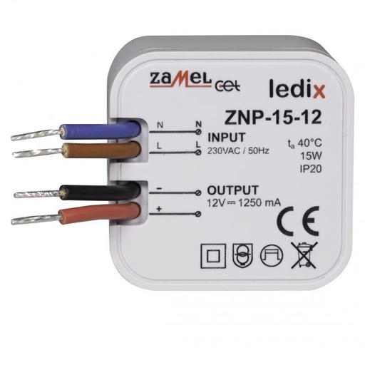 [ZMZNP1512] FUENTE DE ALIMENTACIÓN LED 12Vdc 15W PARA CAJA DE APARATO