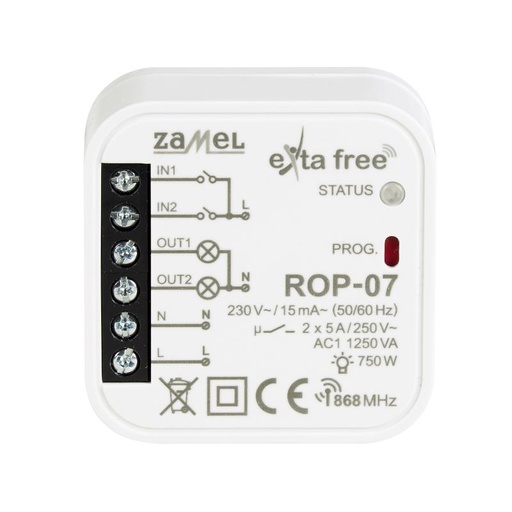 [ZMROP07] RECETOR 2 CANAIS (PARA USO COM INTERRUPTOR) EXTA FREE