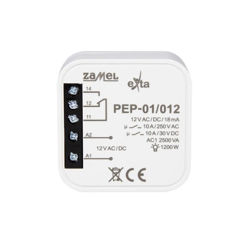 [ZMPEP01012] RELÉ 1 INVERSOR 10A 12Vac/dc PARA CAIXA APARELHAGEM