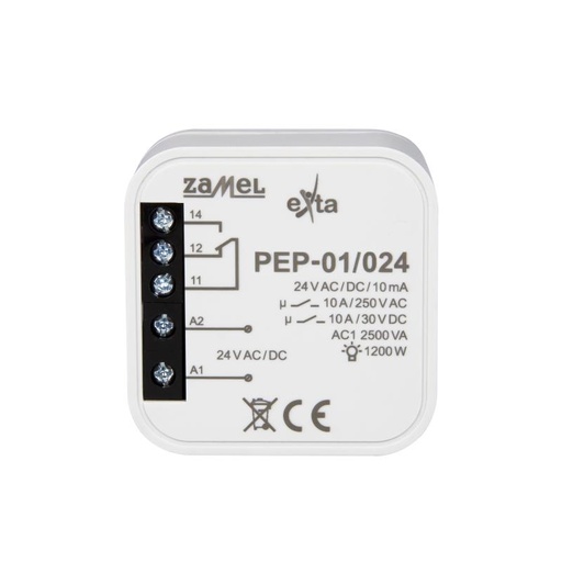 [ZMPEP01024] RELÉ 1 INVERSOR 10A 24Vac/dc PARA CAIXA APARELHAGEM
