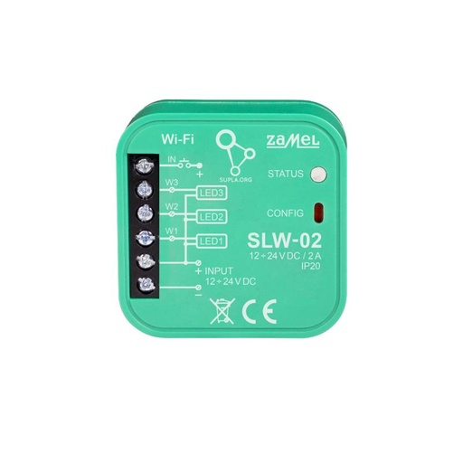 [ZMSLW02] RECEPTETOR Wi-Fi CONTROLADOR 3xLED SUPLA 12-24Vdc 2A PARA CAIXA APARELHAGEM