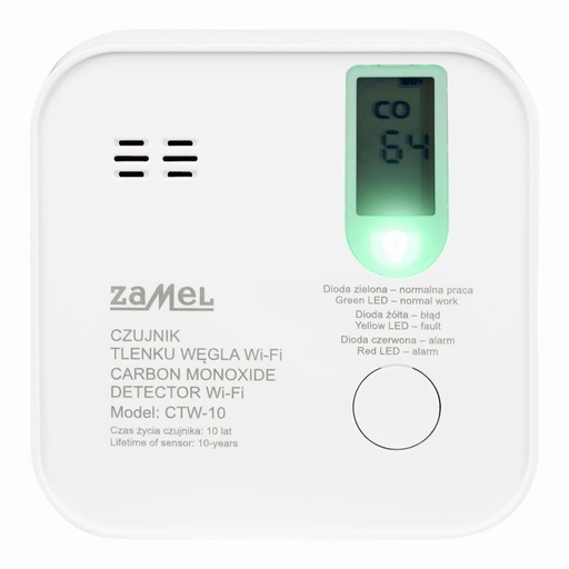 [ZMCTW10] DETECTOR MONÓXIDO DE CARBONO A BATERÍA Wi-Fi TUYA