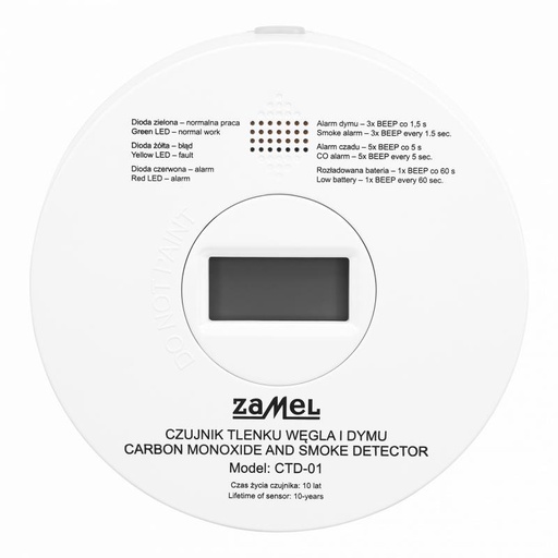 [ZMCTD01] DETECTOR MONÓXIDO DE CARBONO E DE FUMO A PILHAS