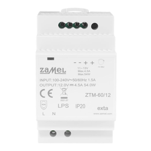 [ZMZTM6012] FONTE ALIMENTACIÓN MODULAR IMPULSO 60W 12Vdc 5A