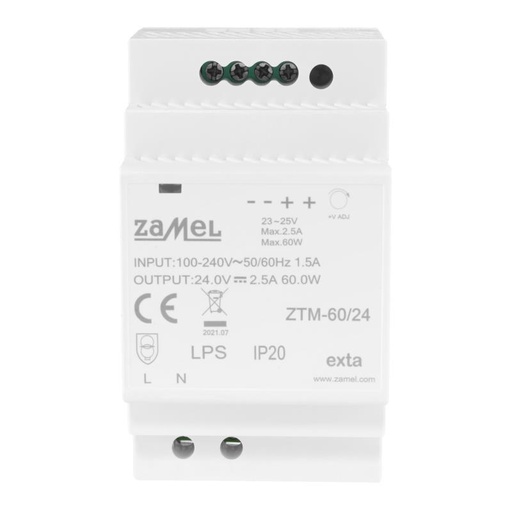 [ZMZTM6024] FONTE ALIMENTAÇÃO MODULAR IMPULSO 60W 24Vdc 2.5A