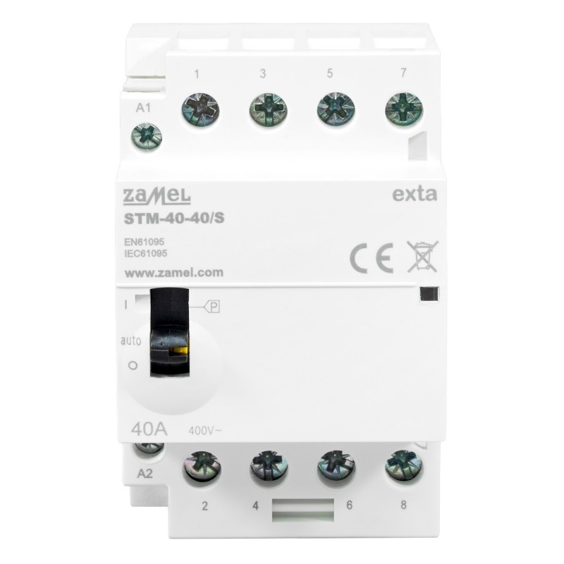 [ZMSTM4040S] CONTACTOR MODULAR ELECTROMAGNÉTICO COM CONTROLO MANUAL 40A 4xNA 230Vac