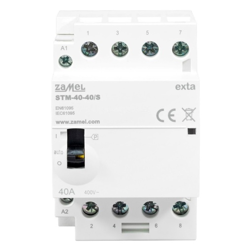 [ZMSTM4040S] CONTACTOR MODULAR ELECTROMAGNÉTICO COM CONTROLO MANUAL 40A 4xNA 230Vac