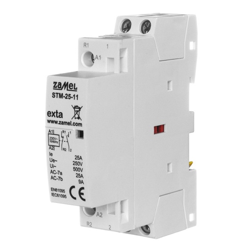 [ZMSTM2511] CONTACTOR MODULAR ELECTROMAGNÉTICO 25A 1xNA + 1xNF 230Vac