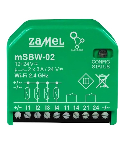 [ZMmSBW02] RECETOR Wi-Fi AUTOMATISMO 2 CANAIS SUPLA 12-24Vdc/ac PARA CAIXA APARELHAGEM